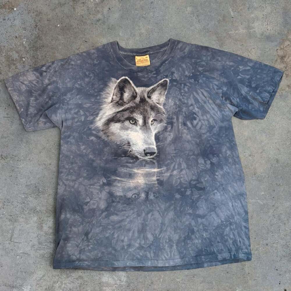 Vintage 2002 The Mountain Wolf Graphic Tie-Dye T-Shirt XL